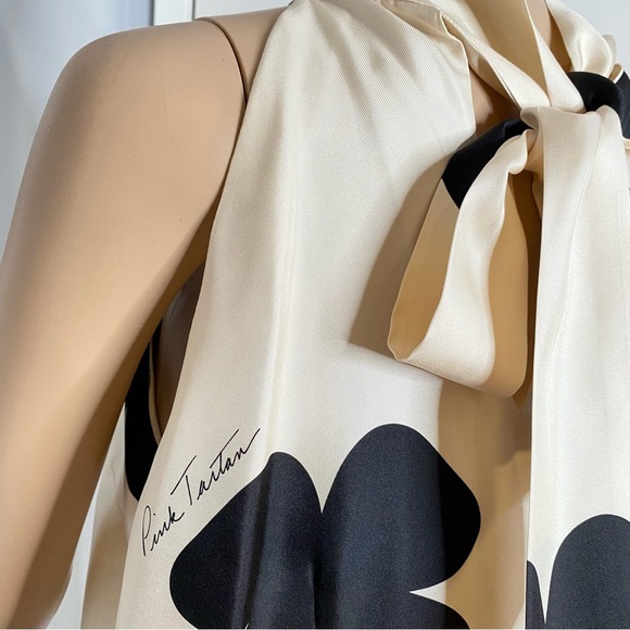 Elegant  & Classy Black and Cream Floral Dress 100% Silk - Size 10 - Picture 5 of 15